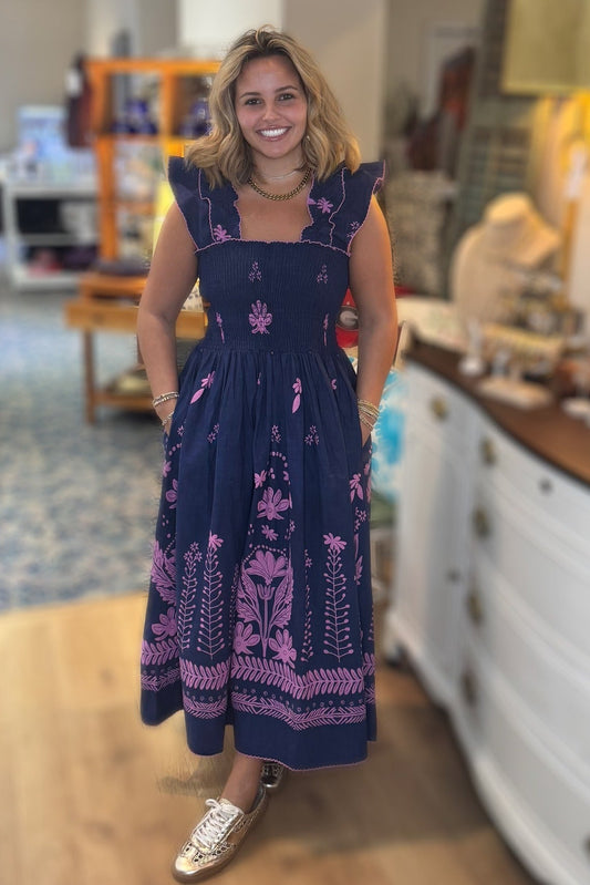 Navy Moon & Pink Bloom Maxi